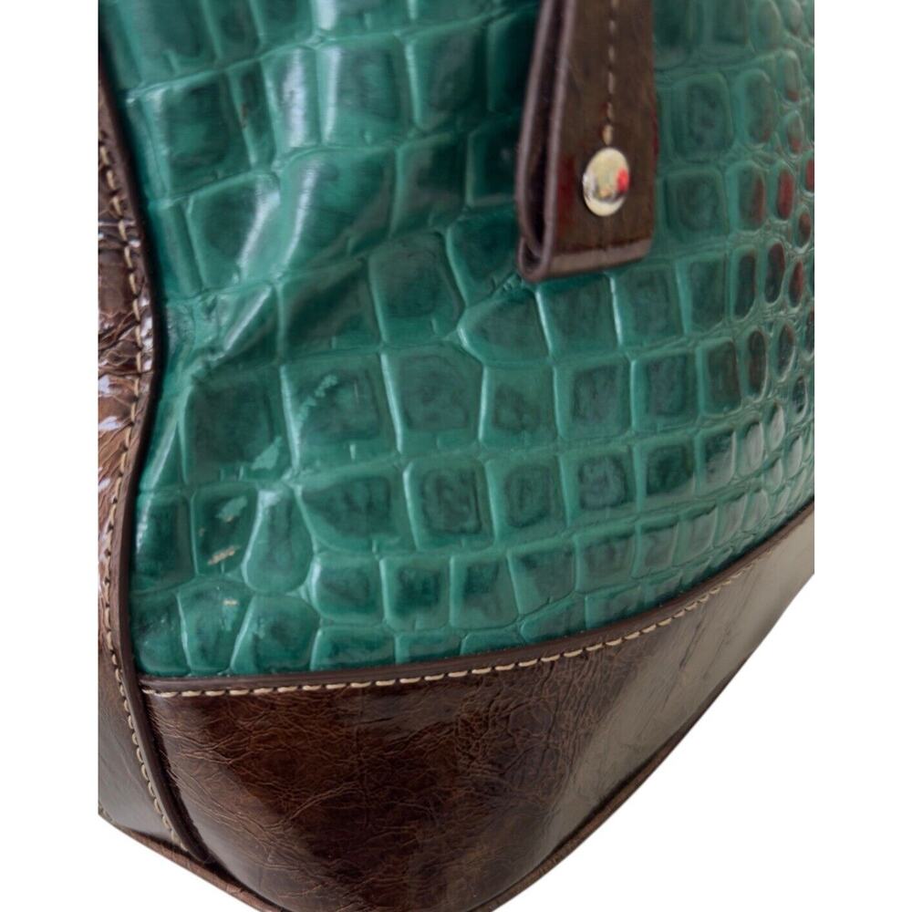 Vintage Madi Clare MC Emerald Green Croc Leather Rhinestone Shoulder Purse. - Picture 12 of 13